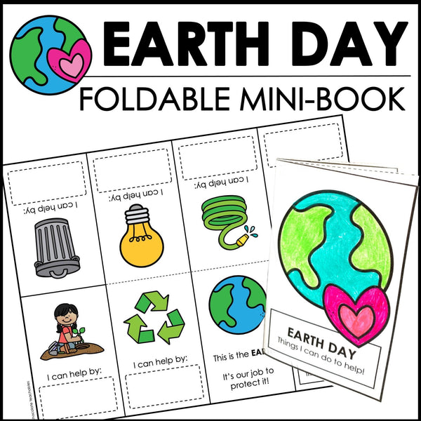 Earth Day Foldable Mini Book Template | ESL Simple Writing Activity - Hot Chocolate Teachables