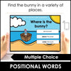 Easter Prepositions of Place / Location Boom Cards™ | in, on, under, next to - Hot Chocolate Teachables