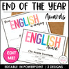 End of Year English Award Certificate Templates - Editable in PowerPoint - Hot Chocolate Teachables