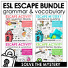 Escape Room Bundle ESL - WH Questions, Present Tense Verbs, Sentence Building - Hot Chocolate Teachables