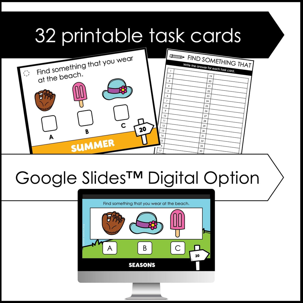 ESL Basic Vocabulary Task Cards: Seasonal Vocabulary Comprehension Activity - Hot Chocolate Teachables