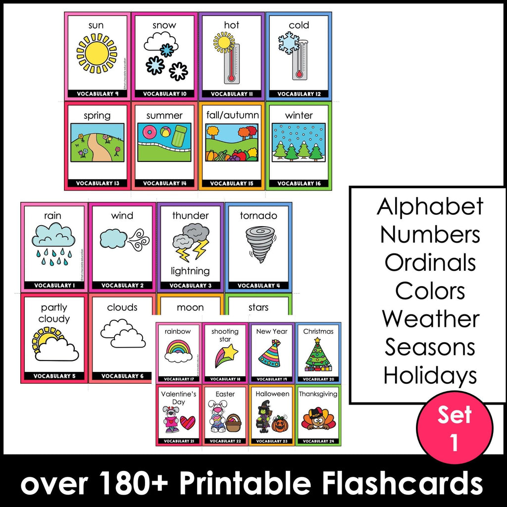 ESL Beginner Flashcards - Alphabet - Numbers to Thirty , Ordinal Numbers - Hot Chocolate Teachables