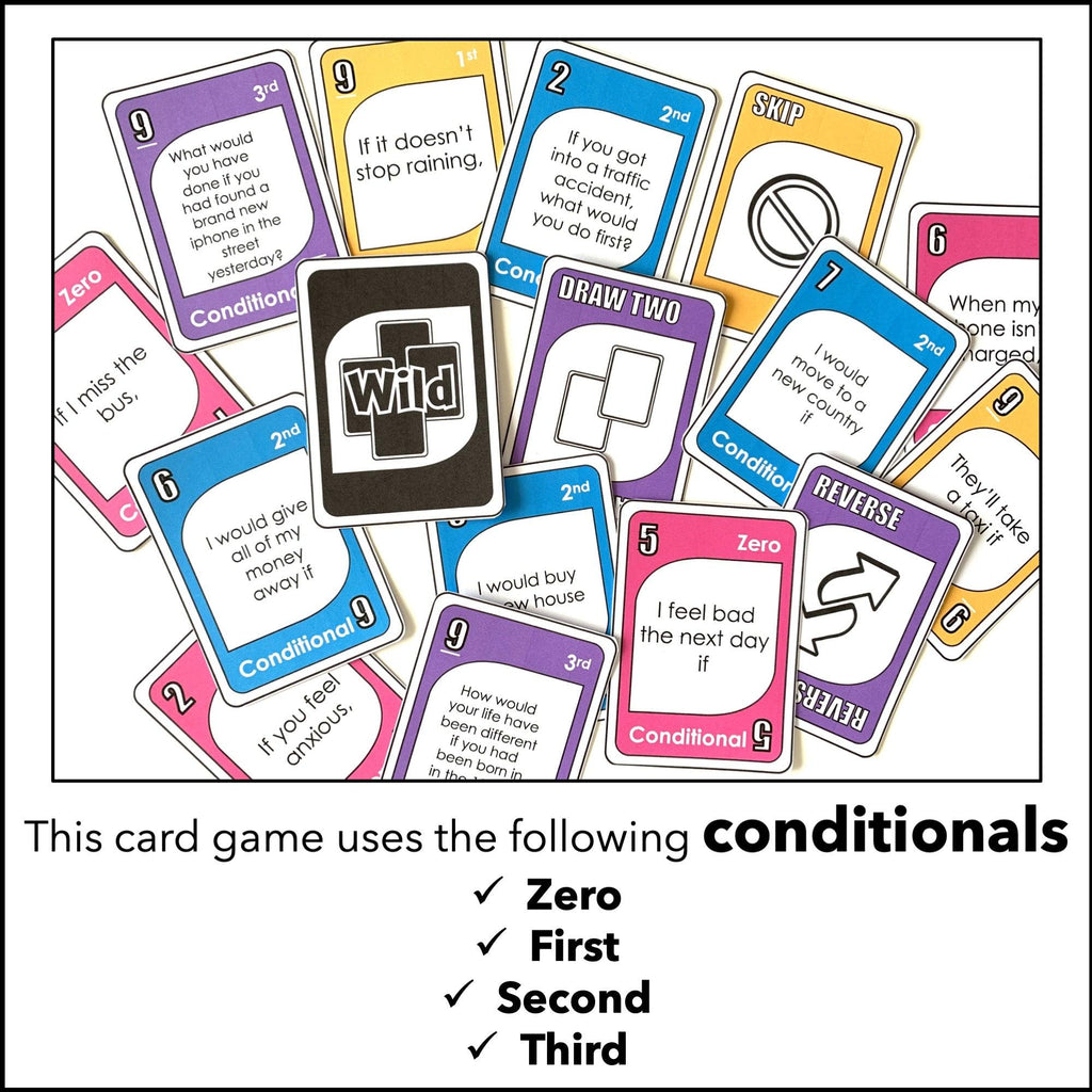 ESL Conditional Tenses Conversation Card Game - Zero, 1st, 2nd, 3rd - Hot Chocolate Teachables