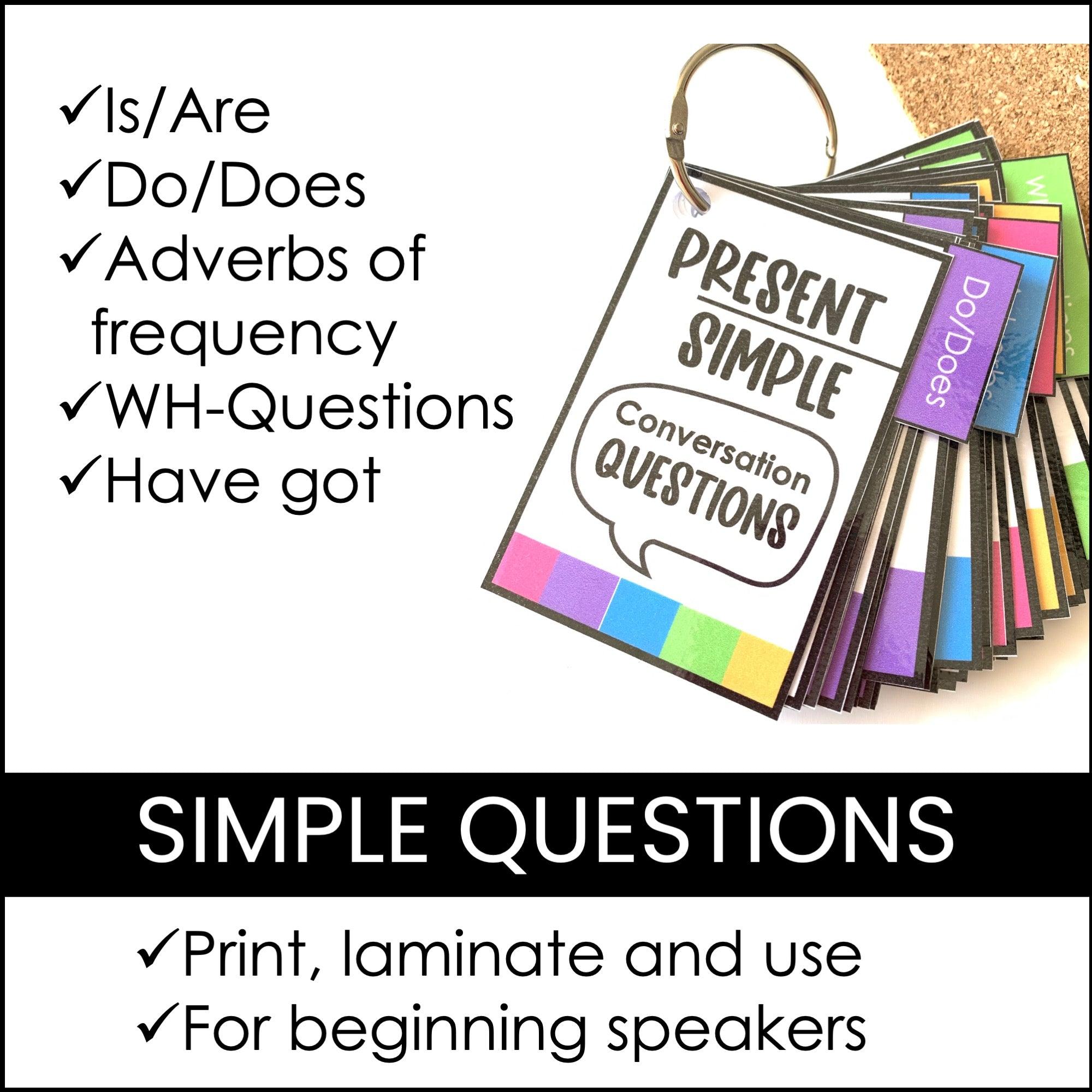 ESL Conversation Cards - Present Simple - Hot Chocolate Teachables