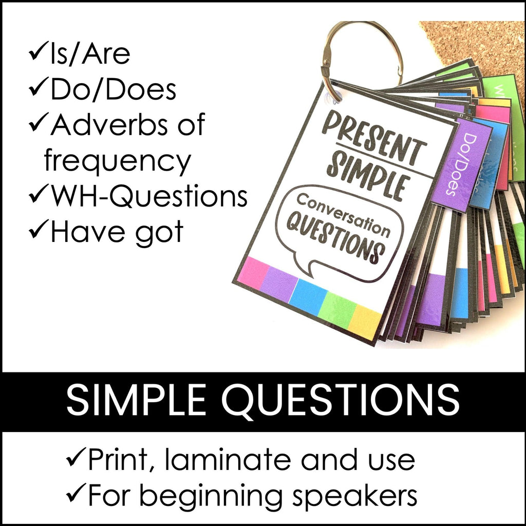 ESL Conversation Cards - Present Simple - Hot Chocolate Teachables