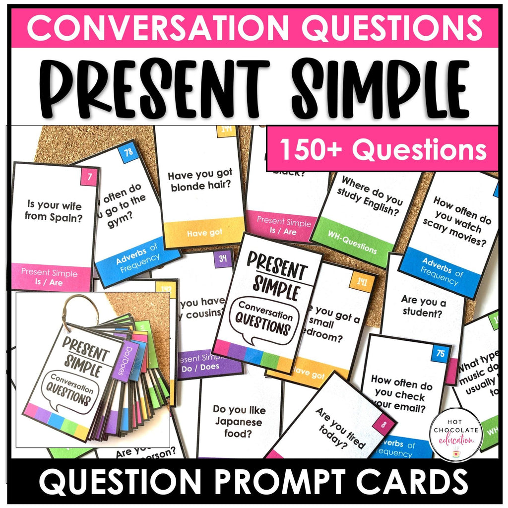 ESL Conversation Cards - Present Simple - Hot Chocolate Teachables