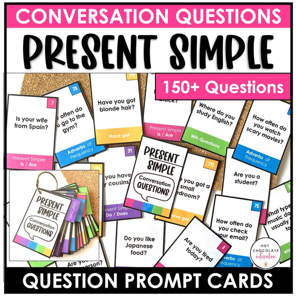 ESL Conversation Cards - Present Simple - Hot Chocolate Teachables