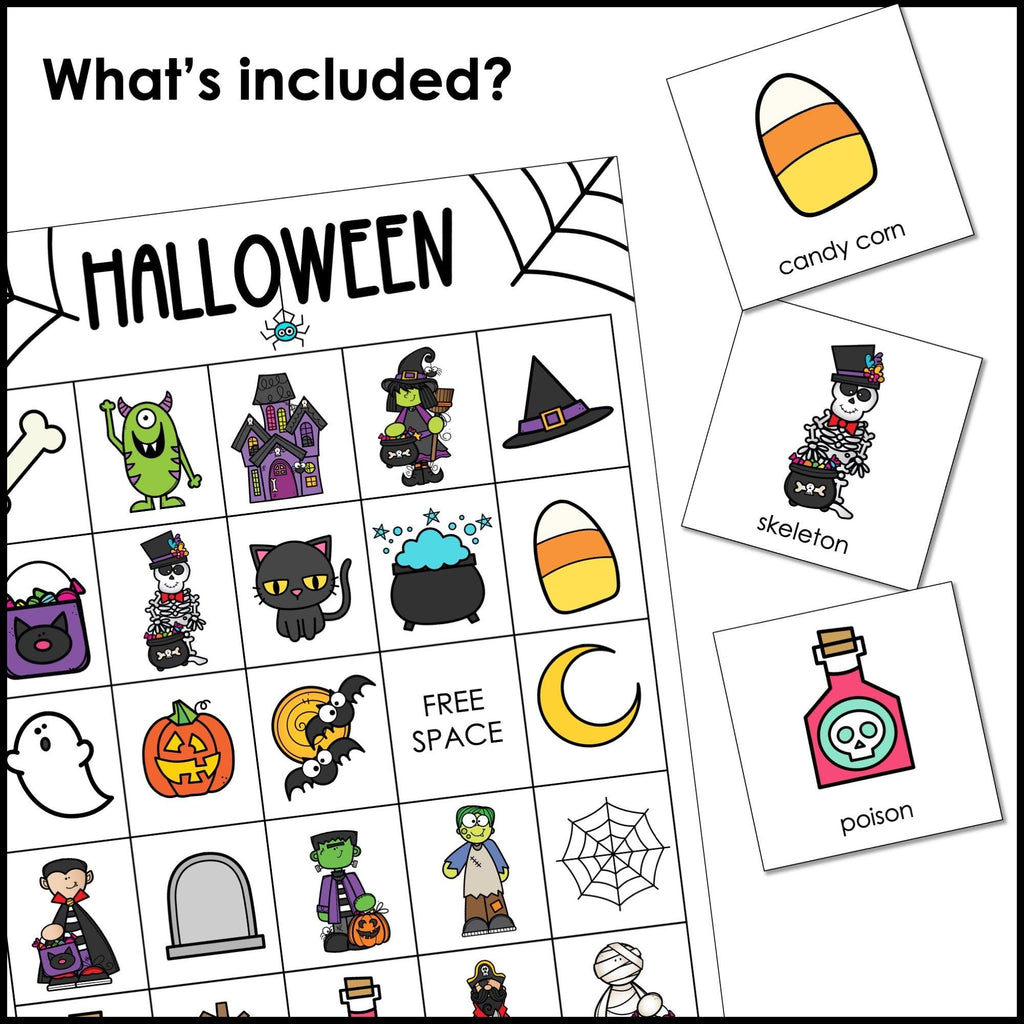 ESL Halloween Vocabulary Bingo Game for Young Learners - Hot Chocolate Teachables