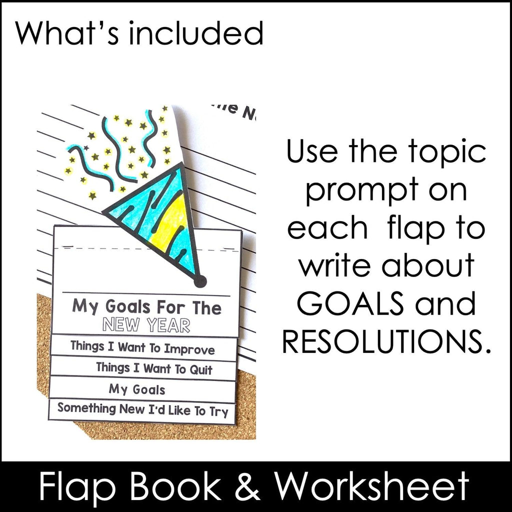 ESL New Year Goals Writing Activity | New Year's Resolutions FLAP BOOK - Hot Chocolate Teachables