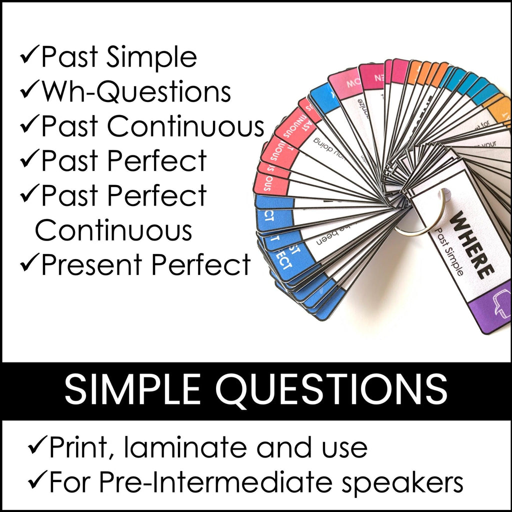 ESL Questions - Past Tenses- Past Simple, Past Perfect, Past Continuous - Hot Chocolate Teachables