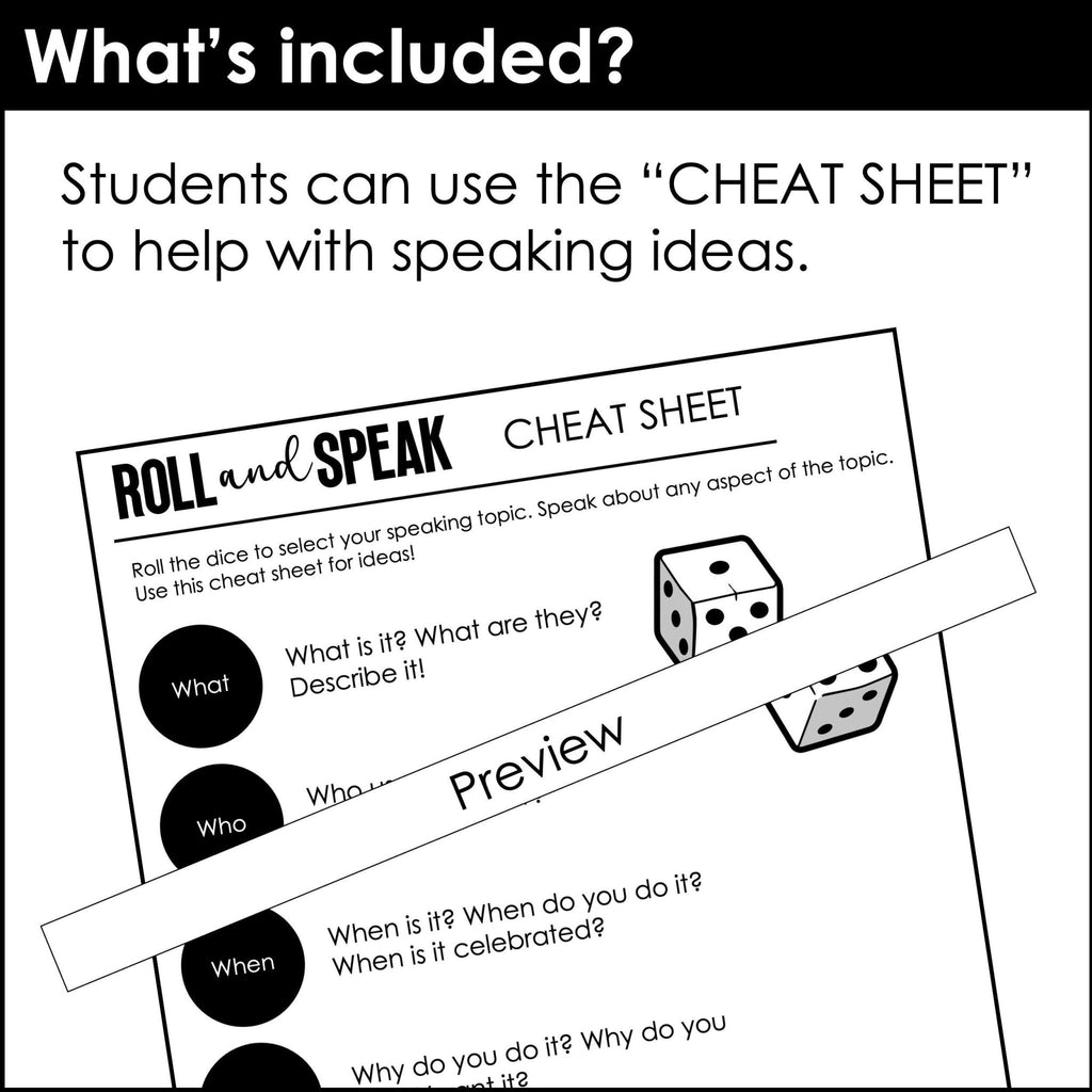 ESL Speaking Dice Game - Basic Vocabulary Student Led Speaking Activity - Hot Chocolate Teachables