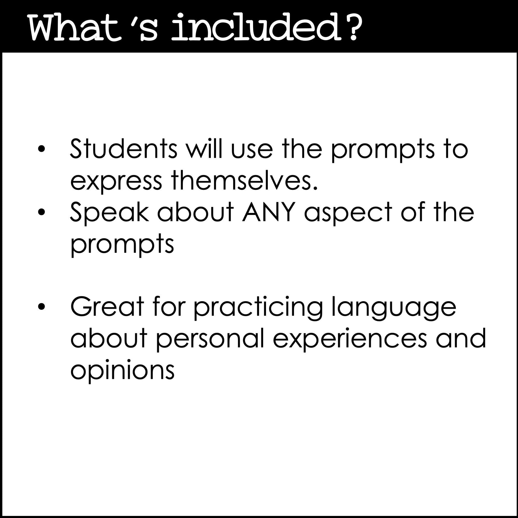 ESL Speaking Topic Prompts - Speak for 30 Seconds Discussion Cards - Hot Chocolate Teachables