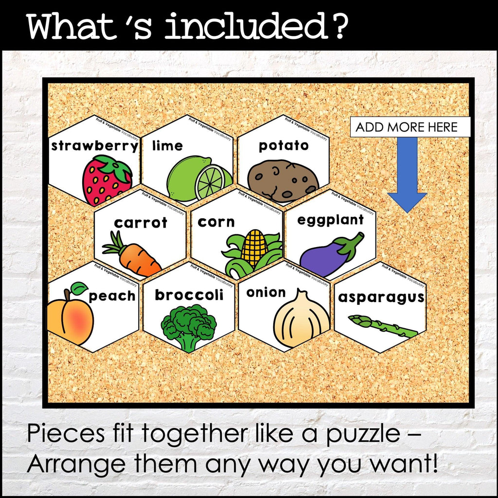 Fruit & Vegetable Posters | Classroom Bulletin Board / Word Wall - Hot Chocolate Teachables