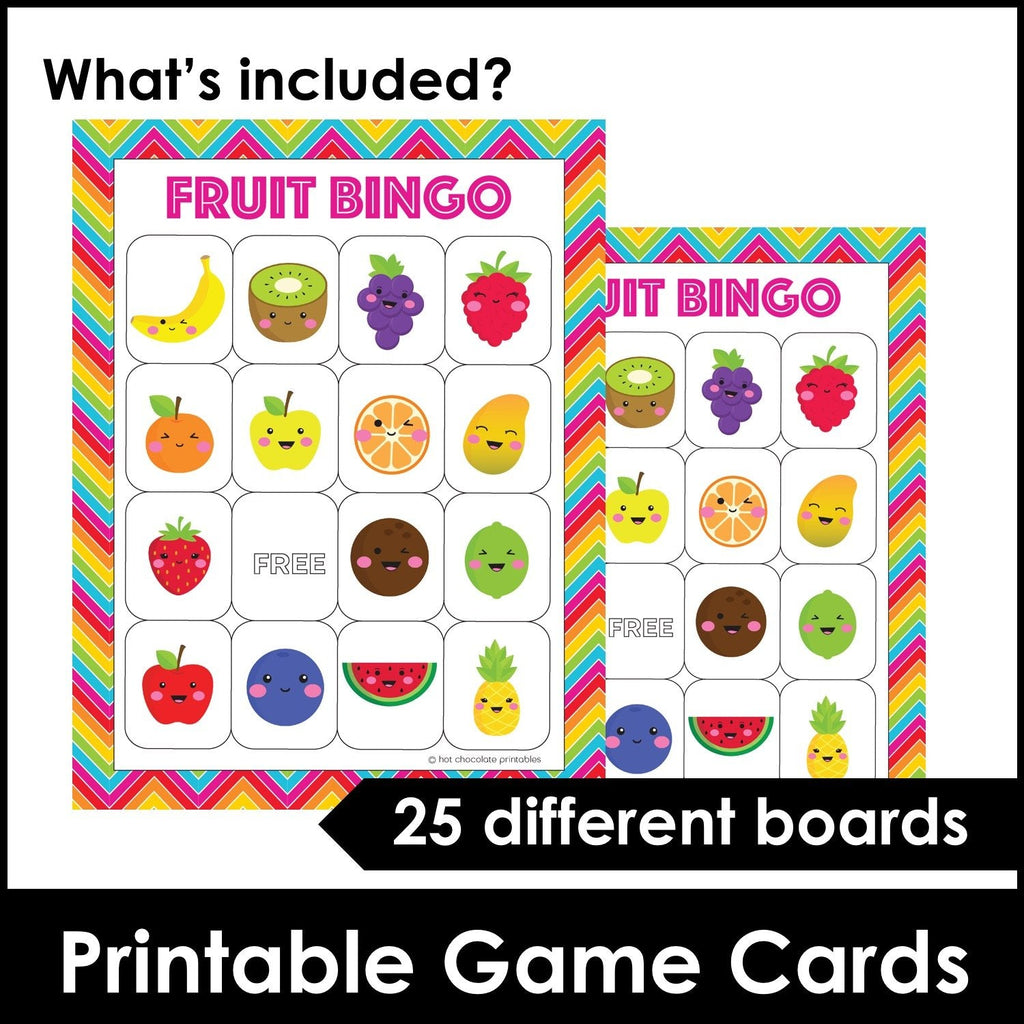 Fruit Vocabulary Bingo Game + Flashcards - Hot Chocolate Teachables