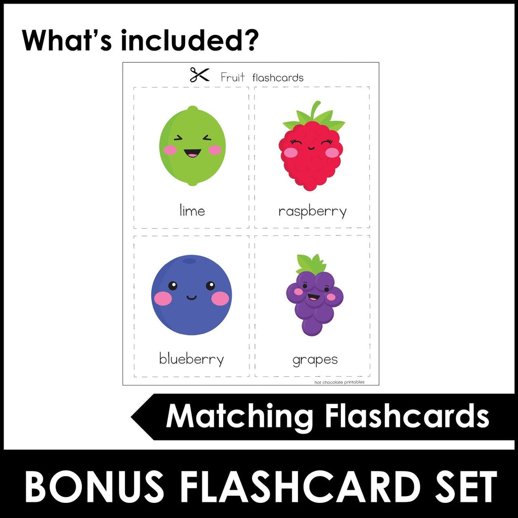 Fruit Vocabulary Bingo Game + Flashcards - Hot Chocolate Teachables