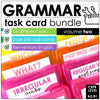 Grammar Task Cards Bundle - WH Questions, Past & Future Verb Tenses - A2 B1 ESL - Hot Chocolate Teachables