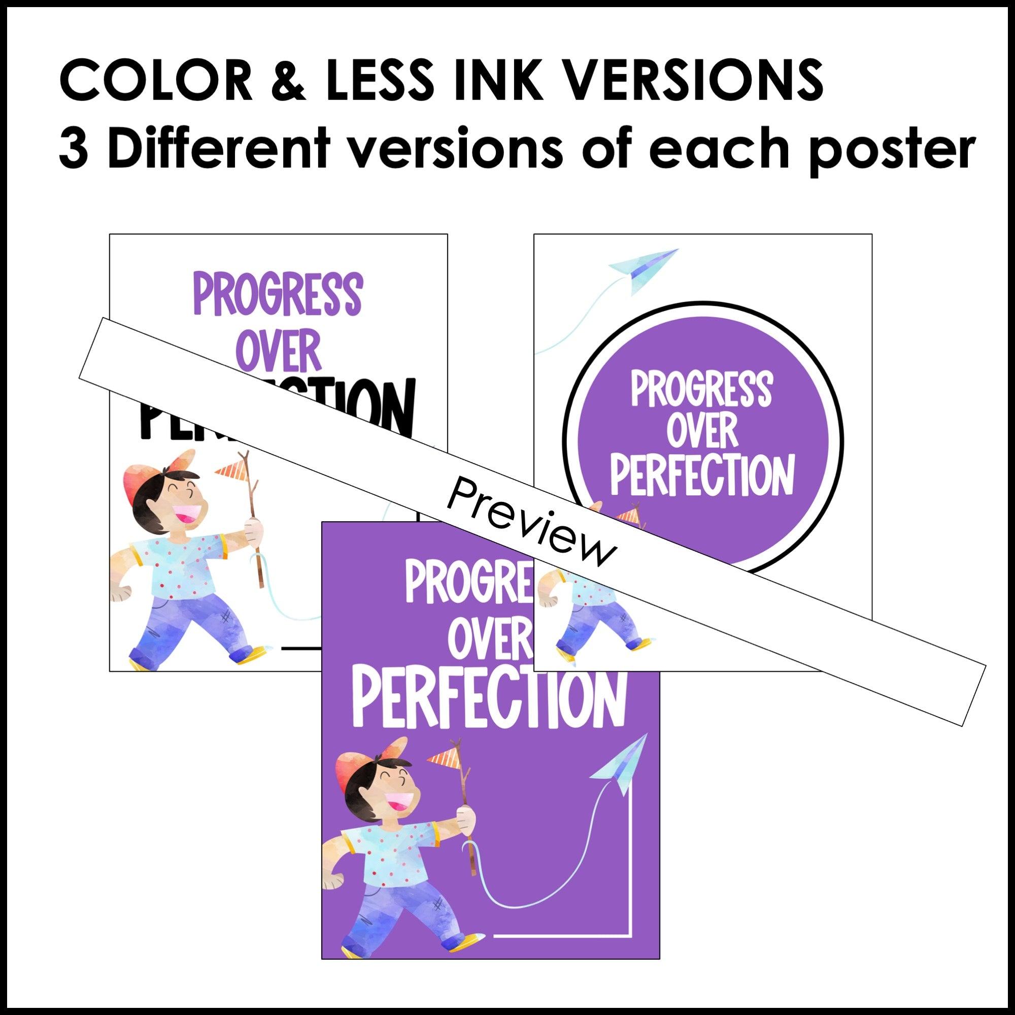 Growth Mindset Posters: Classroom Decor Quotes - Watercolor Rainbow Kids - Hot Chocolate Teachables