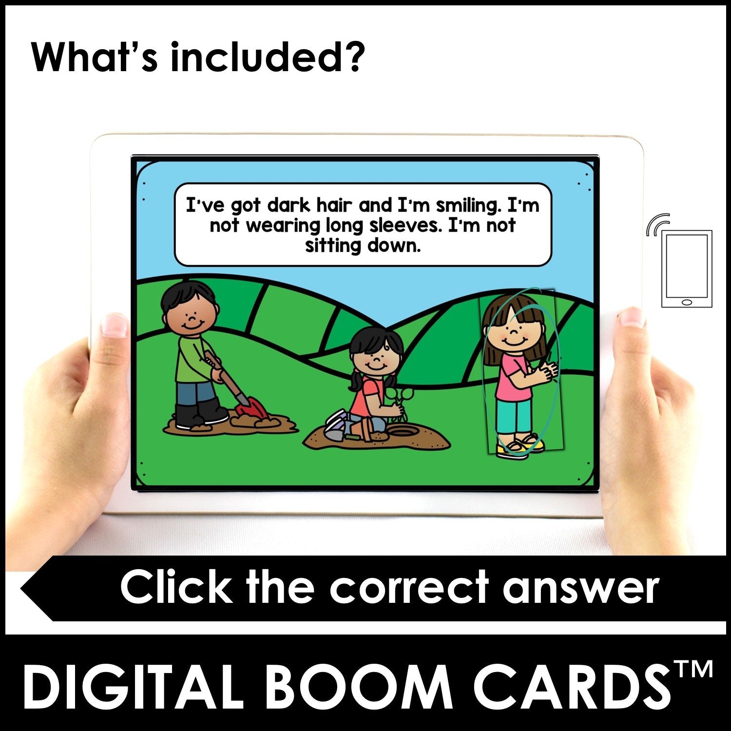 Guess Who? Describing People - Interactive Digital Boom Card - Hot Chocolate Teachables