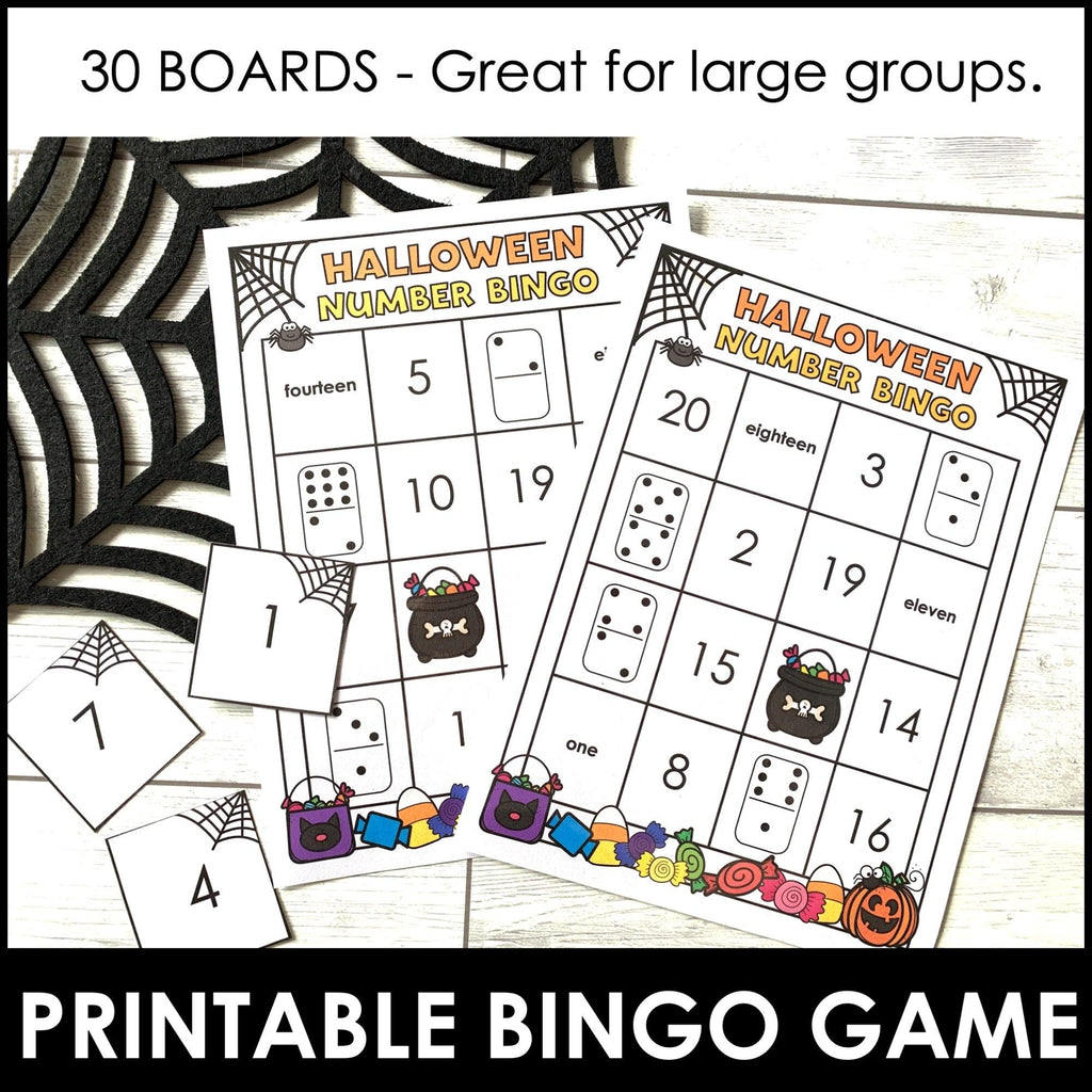 Halloween Bingo Game : Numbers 1 to 20 - Hot Chocolate Teachables