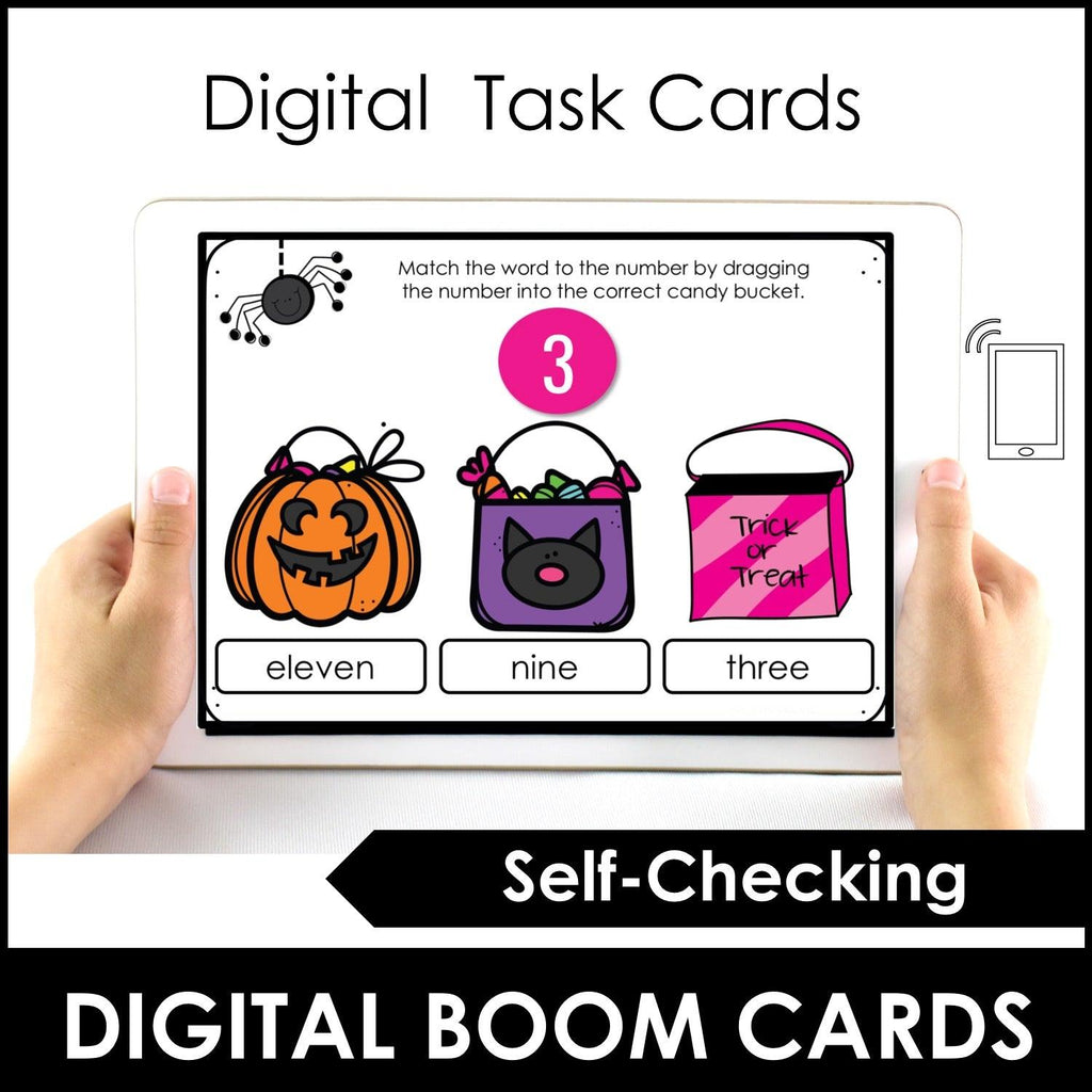 Halloween Number Match BOOM CARDS™ Number recognition Digital Task Cards - Hot Chocolate Teachables