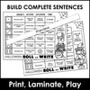 Halloween Sentence Building Dice Activity - Subject, Verb, Location, Time - Hot Chocolate Teachables