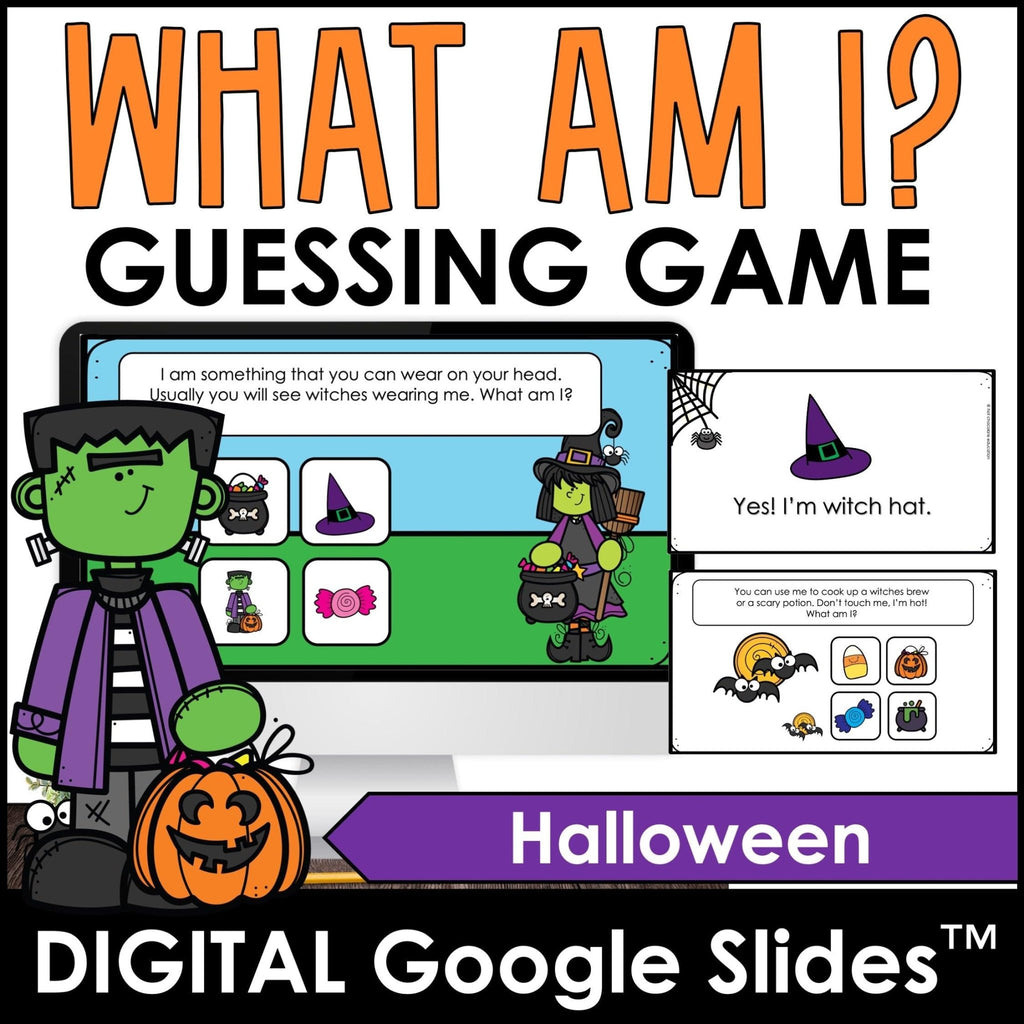 Halloween Vocabulary Guessing Game: What am I? for Google Slides™ - Hot Chocolate Teachables