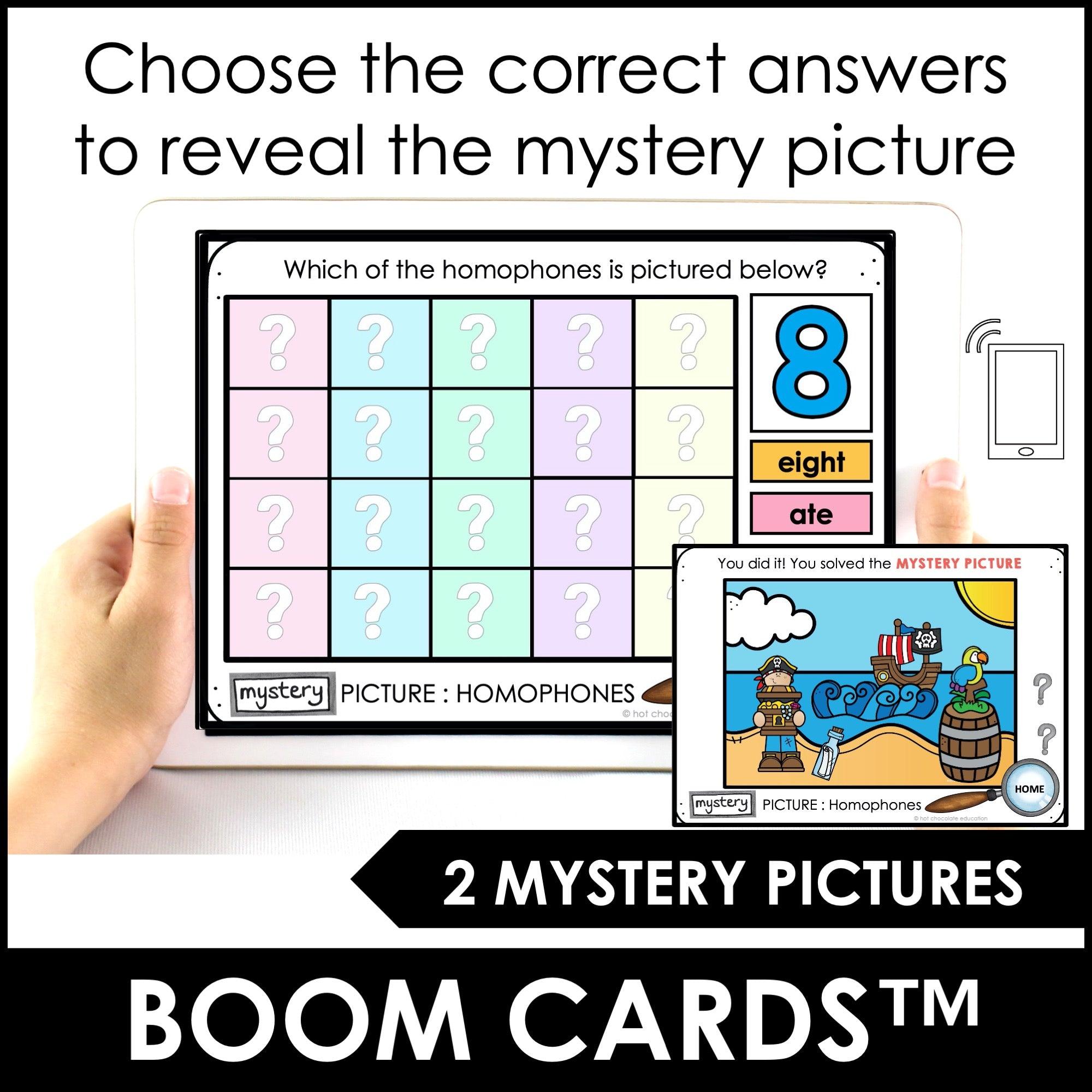Homophone Vocabulary Boom Cards™ | Task Card Activity Set 1 - Hot Chocolate Teachables