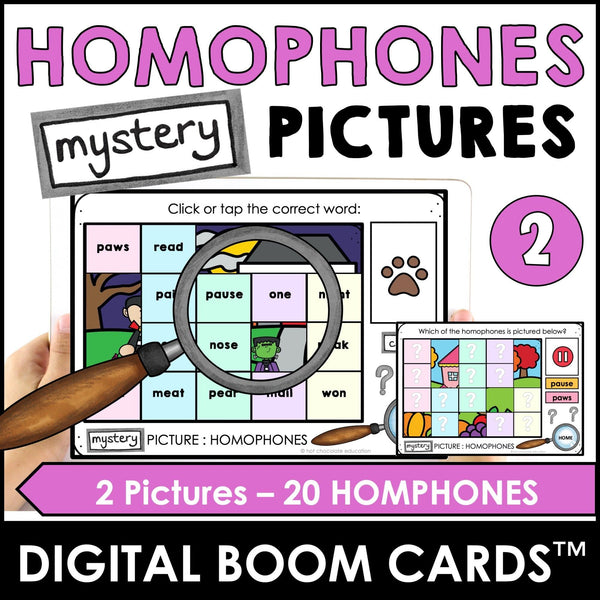 Homophone Vocabulary Boom Cards™ | Task Card Activity Set 2 - Hot Chocolate Teachables