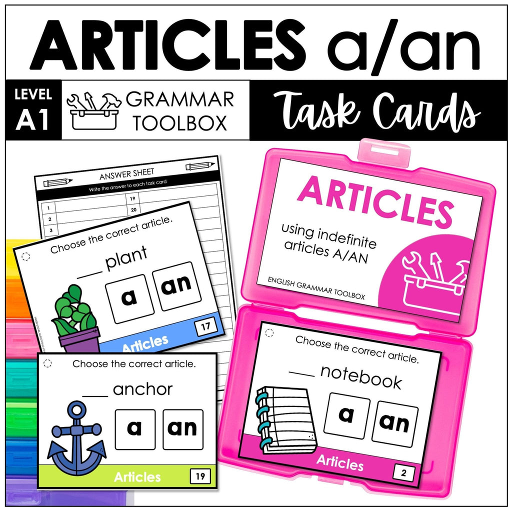 Indefinite Articles A or AN - Task Cards - ESL GRAMMAR TOOLBOX - Hot Chocolate Teachables