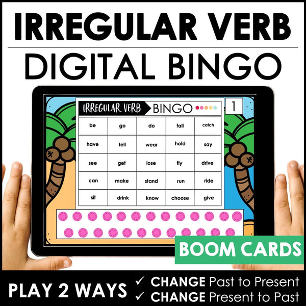 Irregular Verb Bingo Game - Boom Cards - Hot Chocolate Teachables