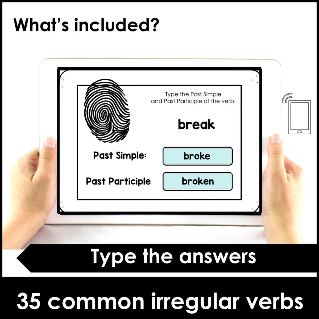 Irregular Verb Detective BOOM CARDS™: Past Tense and Past Participle - Hot Chocolate Teachables