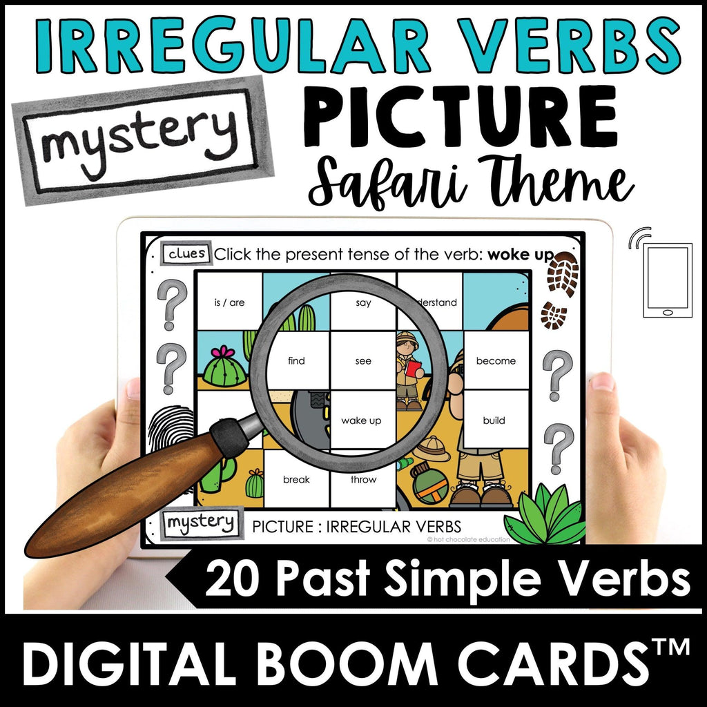 Irregular Verb Mystery Picture - Boom Cards - Hot Chocolate Teachables