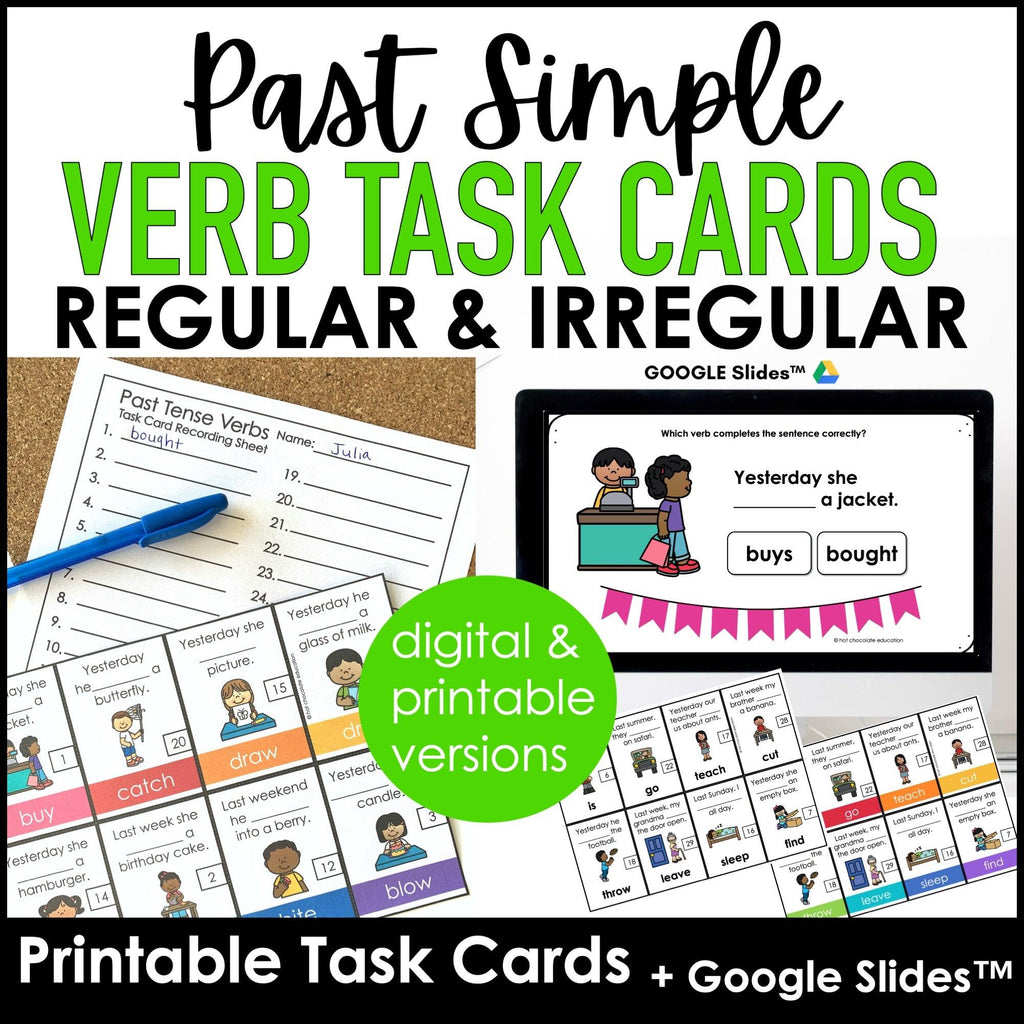 Irregular Verb Task Cards : Past Simple - Hot Chocolate Teachables