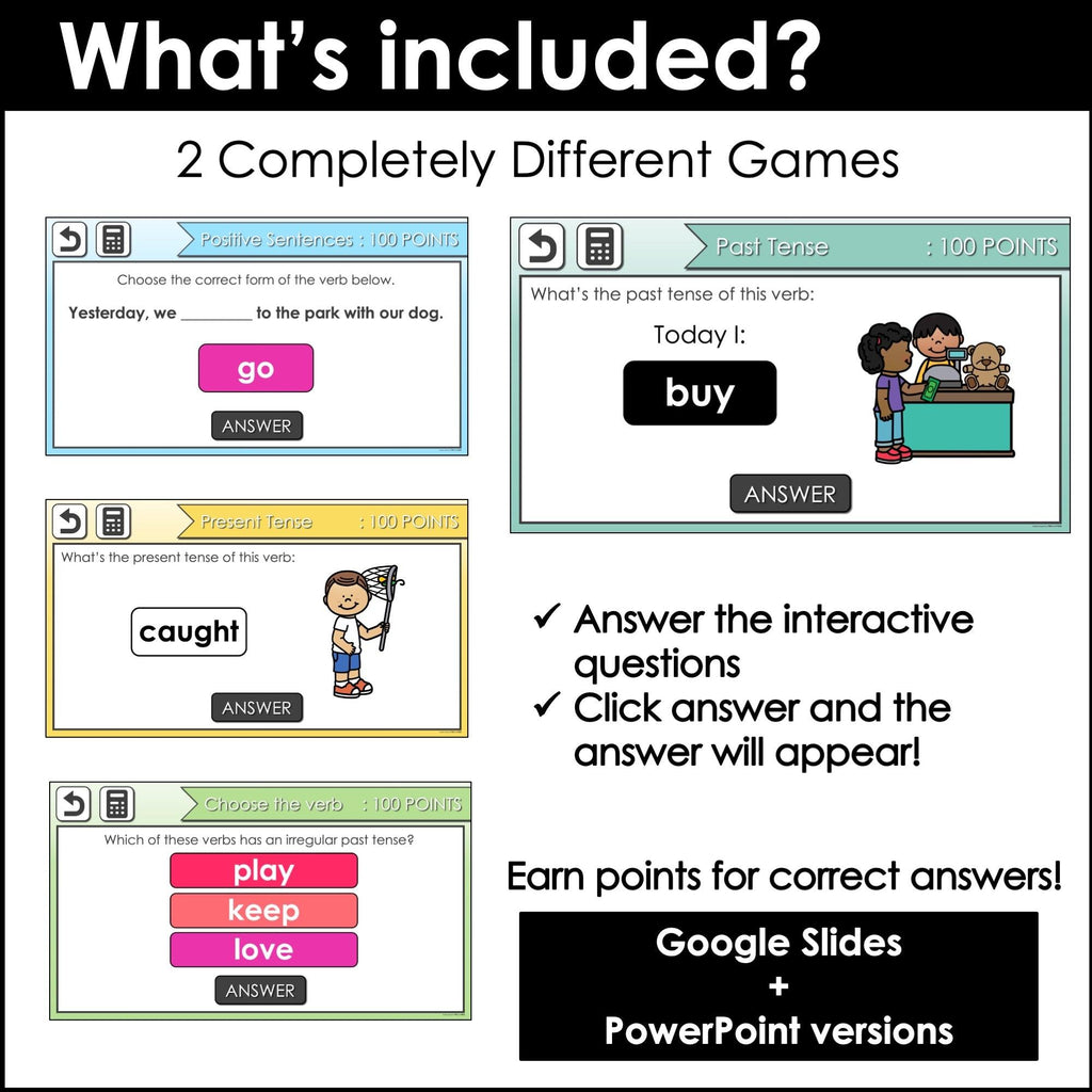 Irregular Verbs - Past Tense Review | Interactive Game Show PowerPoint + Google - Hot Chocolate Teachables