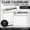 Monthly Calendar & Newsletter Parent Communication Bundle - Editable with yearly updates - Hot Chocolate Teachables