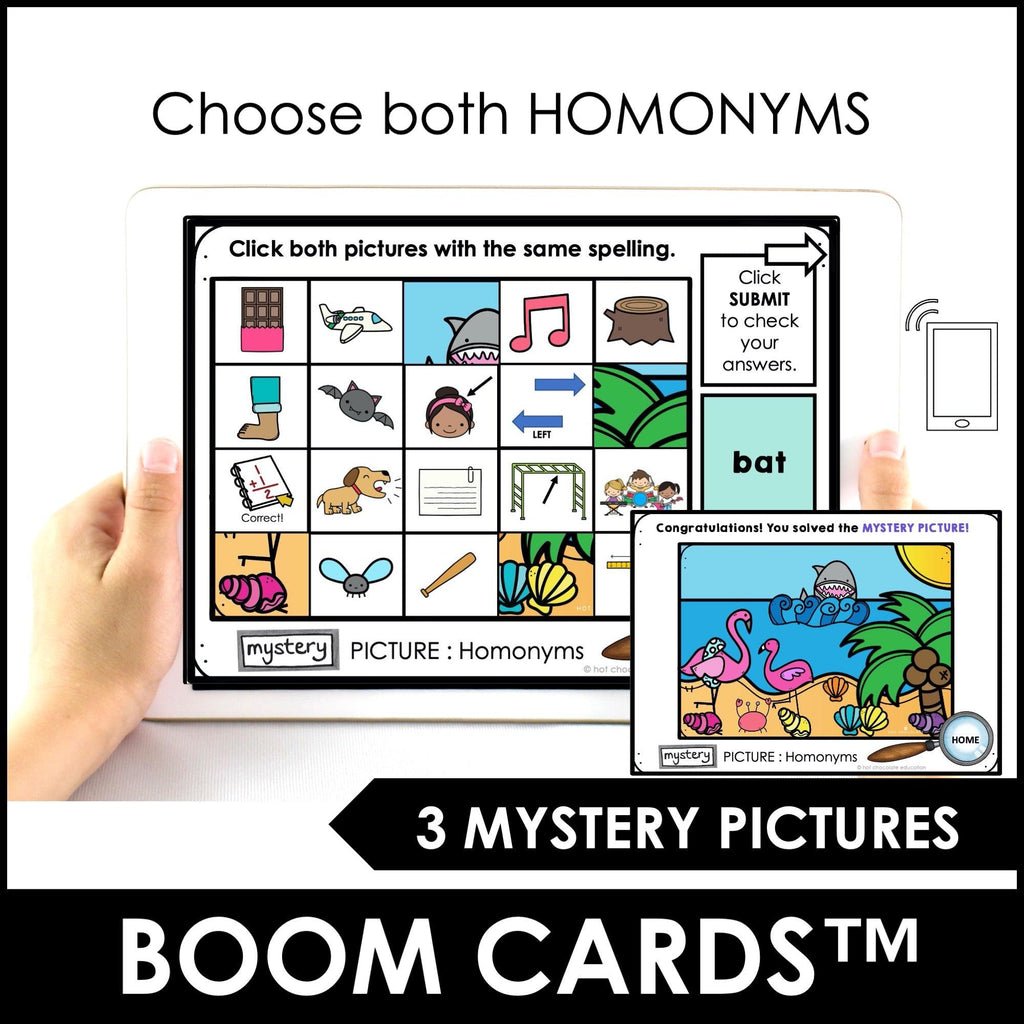 Multiple Meaning Words - HOMONYMS - Boom Cards™ Digital Mystery Picture - Hot Chocolate Teachables