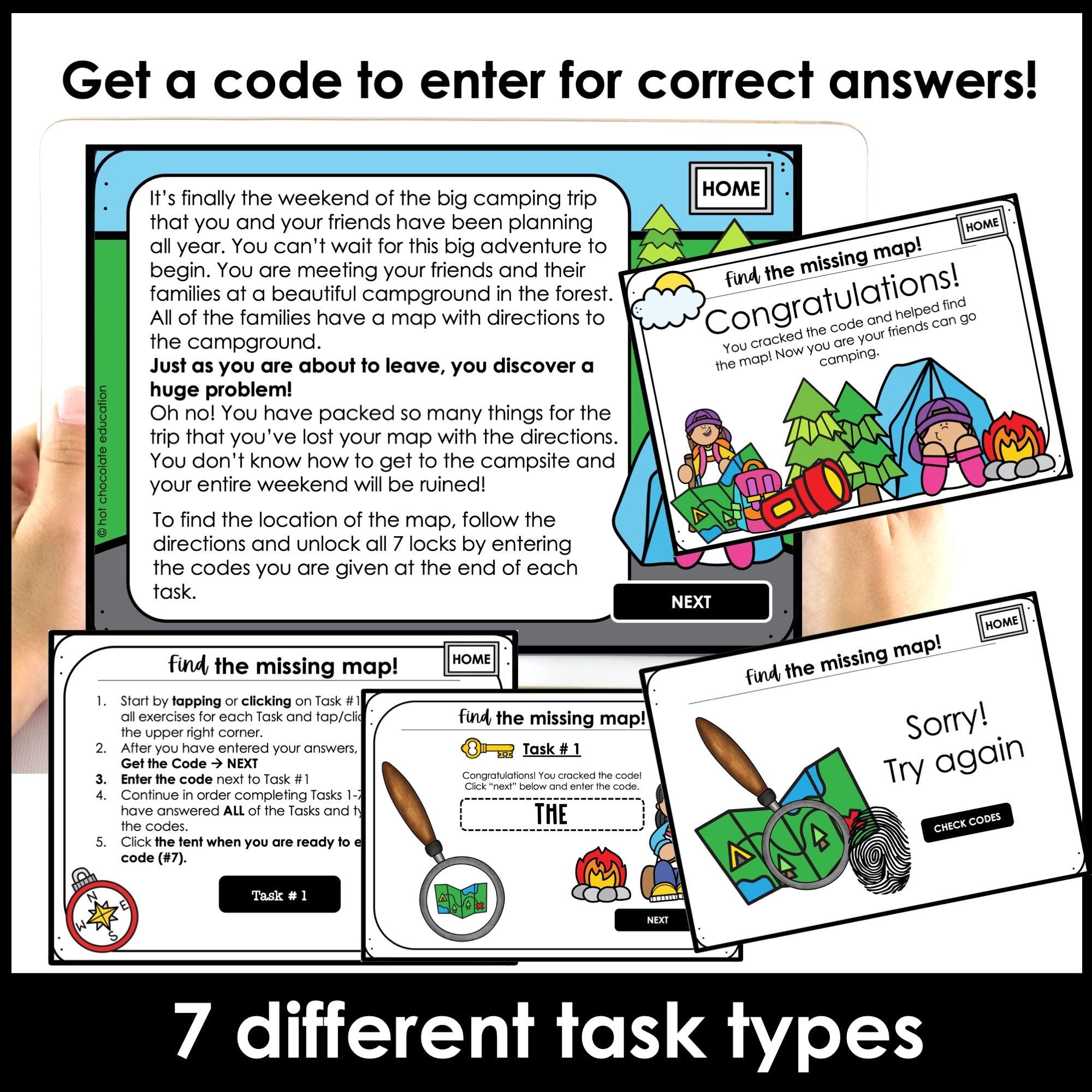 Noun Review Escape Activity Boom Cards™- Plural, Possessive, Common & Proper - Hot Chocolate Teachables