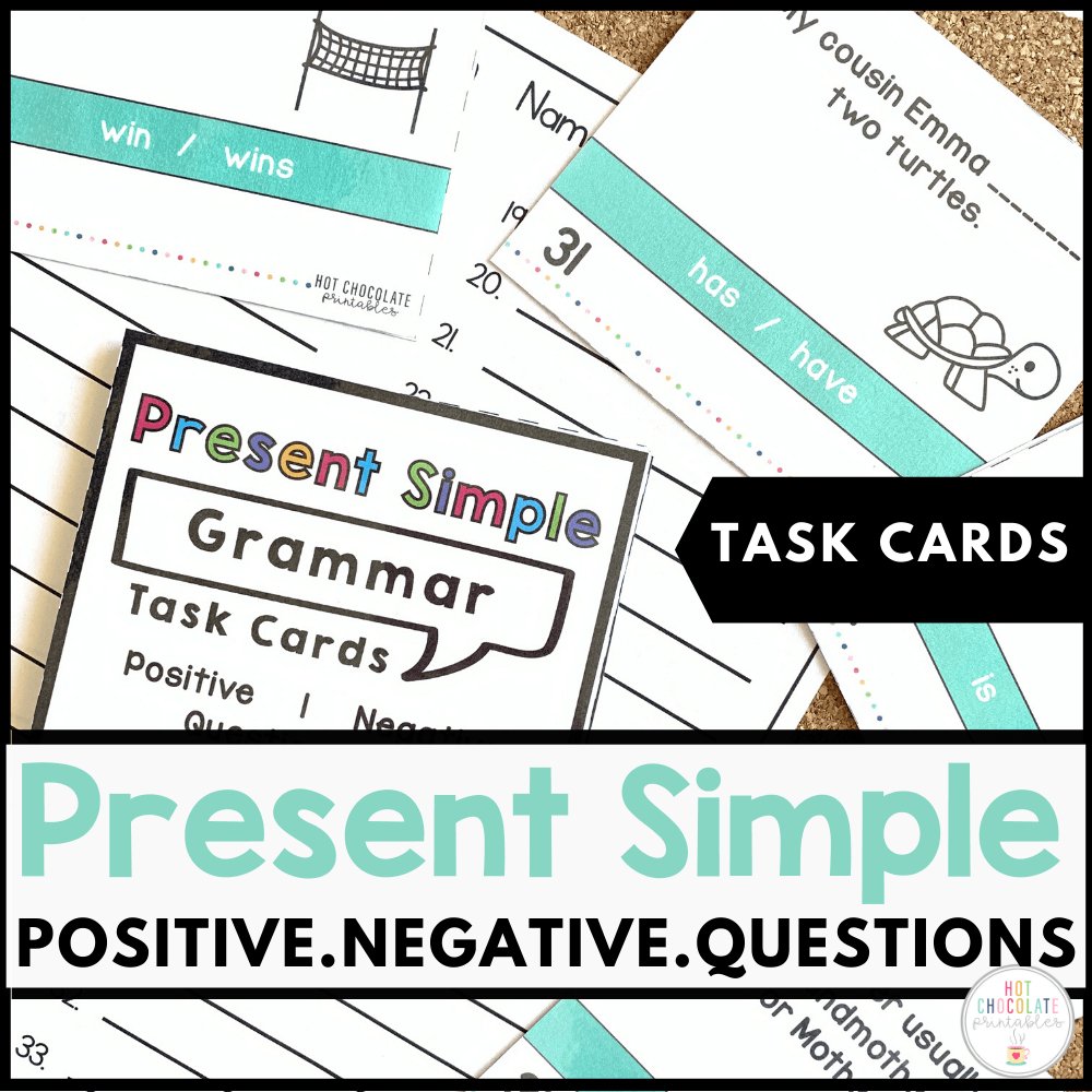 Parts of Speech: Games & Task Card Bundle | Nouns, Verb, Adjective, Preposition - Hot Chocolate Teachables