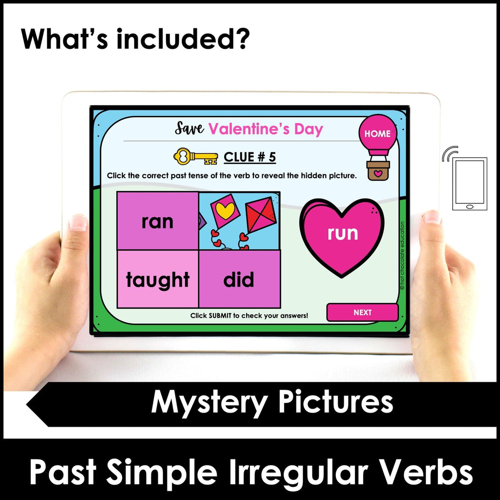 Past Tense Irregular Verb BOOM CARDS – Valentine's Day Escape Room - Hot Chocolate Teachables