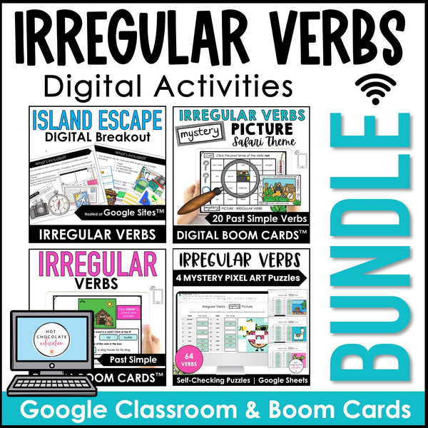 Past Tense Irregular Verbs : ESL Digital Games & Activity Bundle - Google & Boom - Hot Chocolate Teachables