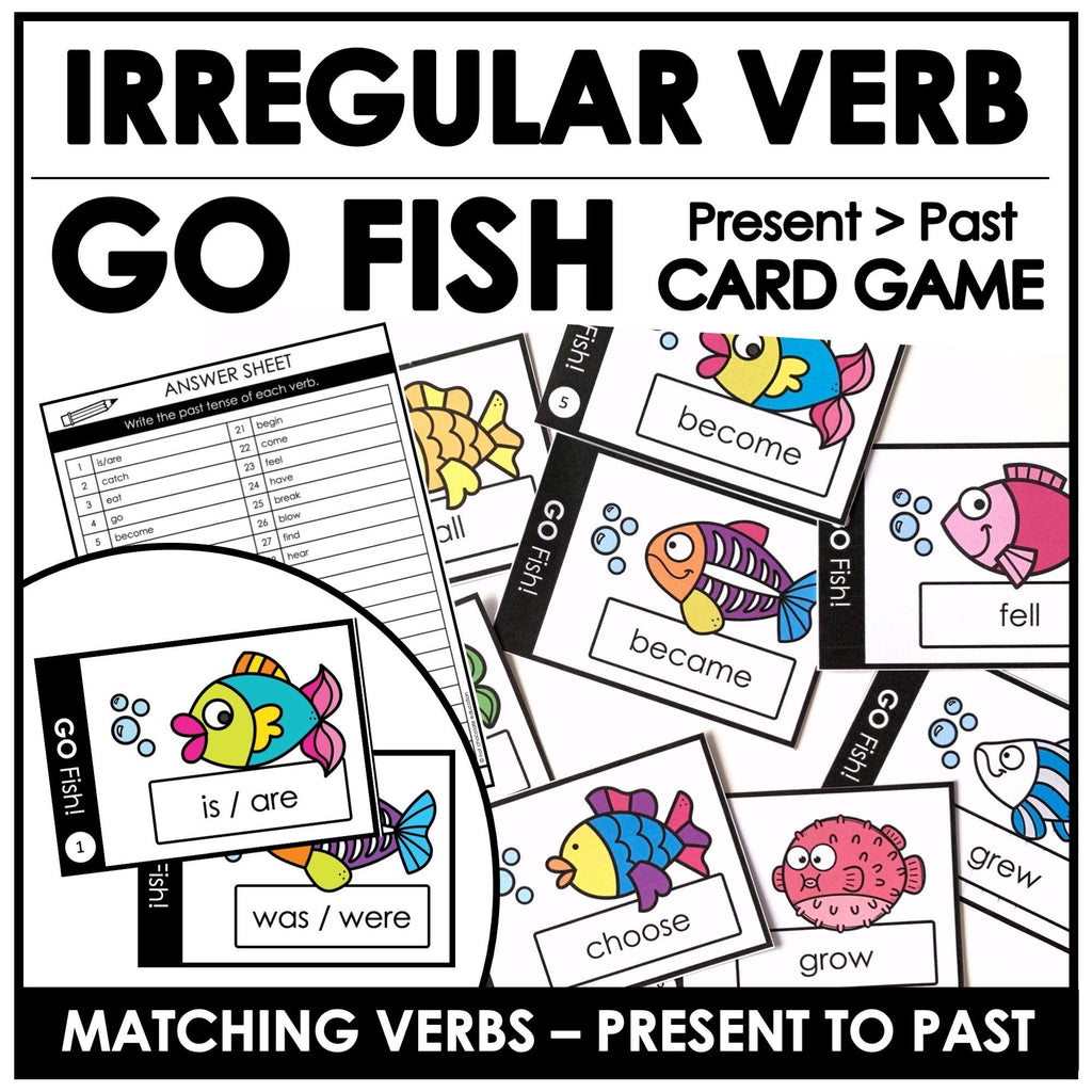 Past Tense Irregular Verbs - GO FISH Card Game for ESL / EFL / ELL - Hot Chocolate Teachables