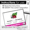 Prepositions of Place Task Cards - in, on, under, next to, between, in front of - Hot Chocolate Teachables