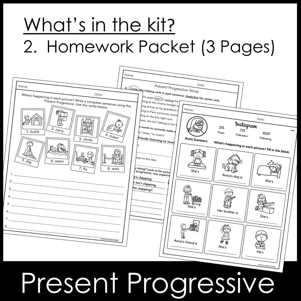 Present Progressive Lesson Kit | Everything you need to teach Present Continuous - Hot Chocolate Teachables