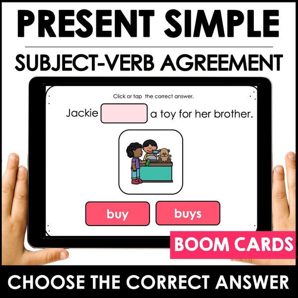 Present Simple | Subject-Verb Agreement Boom Cards - Hot Chocolate Teachables