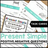 Present Simple Task Cards to practice Positive, Negative and Question Forms - Hot Chocolate Teachables