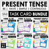 Present Tense Grammar Task Cards Bundle - Simple & Continuous for ESL EFL ELA - Hot Chocolate Teachables