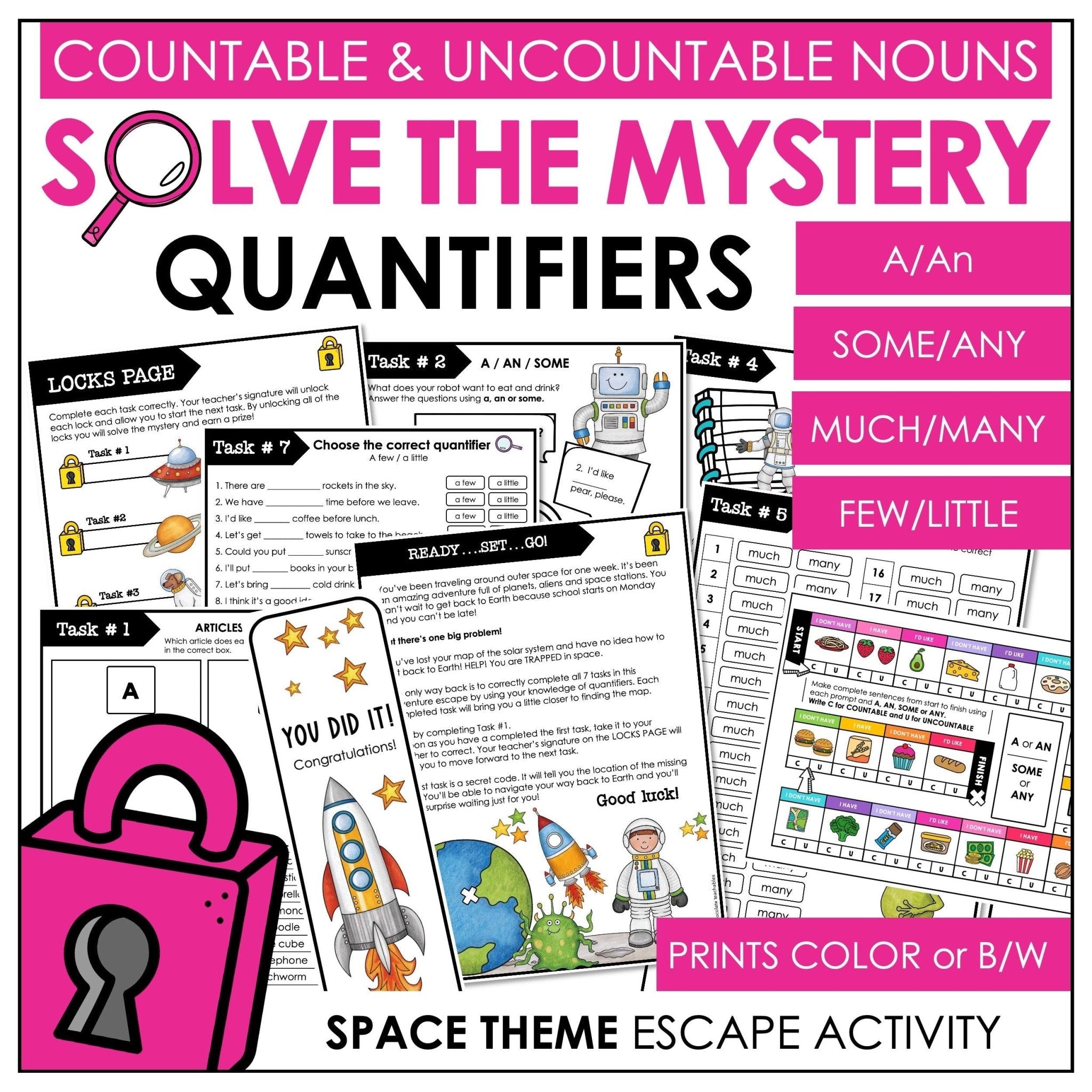 Quantifiers with Countable & Uncountable Nouns - A/An, Some, Any, Much, Many - Hot Chocolate Teachables