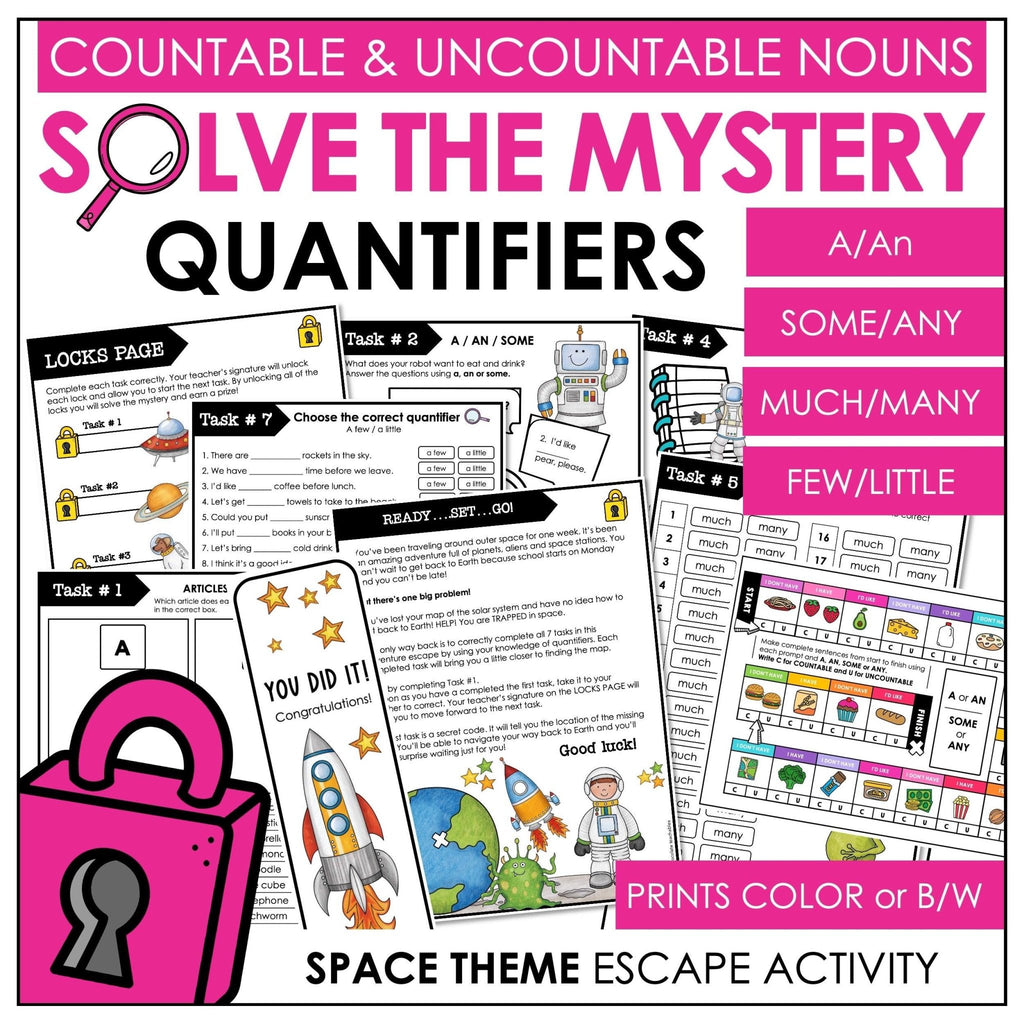 Quantifiers with Countable & Uncountable Nouns - A/An, Some, Any, Much, Many - Hot Chocolate Teachables