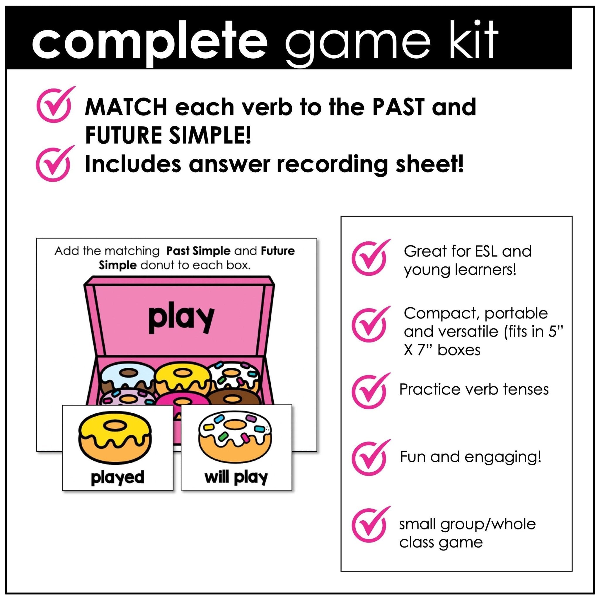 Regular Verb Matching Activity - Present Simple, Past Simple and Future Tenses - Hot Chocolate Teachables