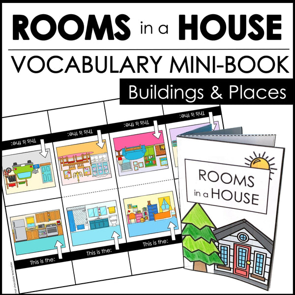 Rooms in a House Vocabulary Building Mini-Book | Picture Dictionary - Hot Chocolate Teachables